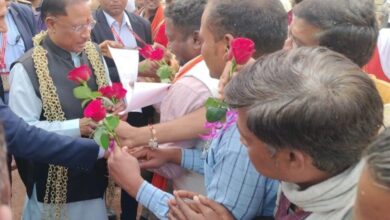 Chief Minister Vishnu Deo Sai reached the helipad located at village Kusumghata in Bodla development block of Kabirdham district.