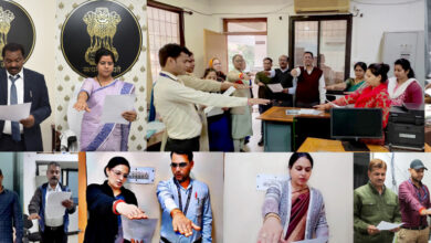 Officers and employees of Raj Bhavan take oath on National Voters' Day.