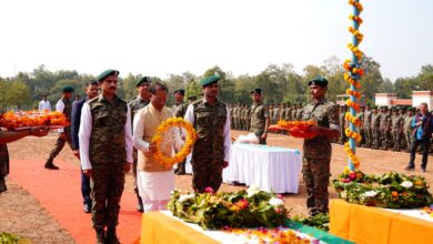 Chief Minister Vishnu Deo Sai paid homage to the martyrs by laying a wreath on their mortal remains.