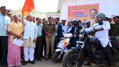 Chief Minister Vishnudeo Sai flagged off a helmet awareness rally at his hometown Bagia.