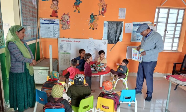 Women and Child Development Secretary inspects Kishanpura Anganwadi Centre of Bassi Child Development Project.