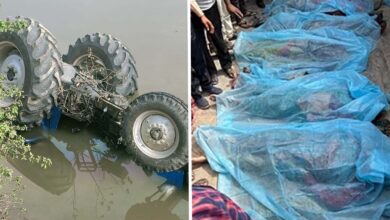 More than 15 people died after a tractor trolley fell into a pond.