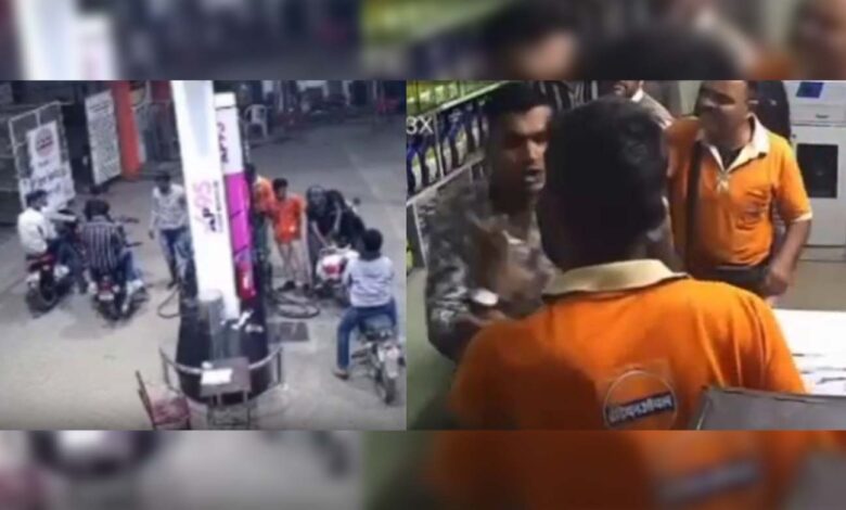 Miscreants attacked employees in petrol pump, caught on CCTV.