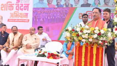 Chief Minister Vishnu Deo Sai participated in the Shakti Vandan Abhiyan organized at Durga Maidan in Shankar Nagar, capital Raipur.