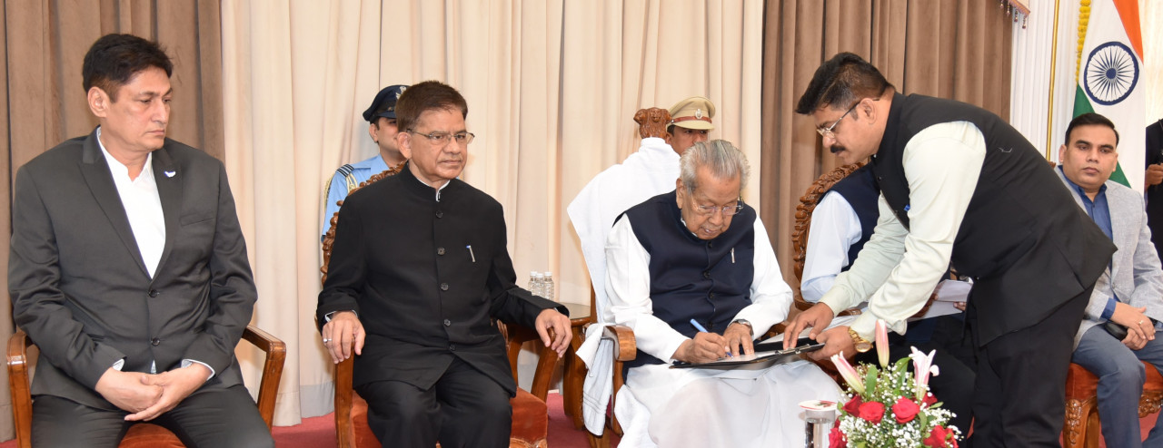 Governor Shri Harichandan administered the oath of office to Shri Shukla and Shri Chandravanshi as State Information Commissioners.