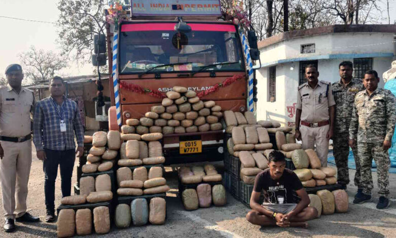 Interstate smuggler caught with ganja worth 75 lakh, action taken under NDPS Act.