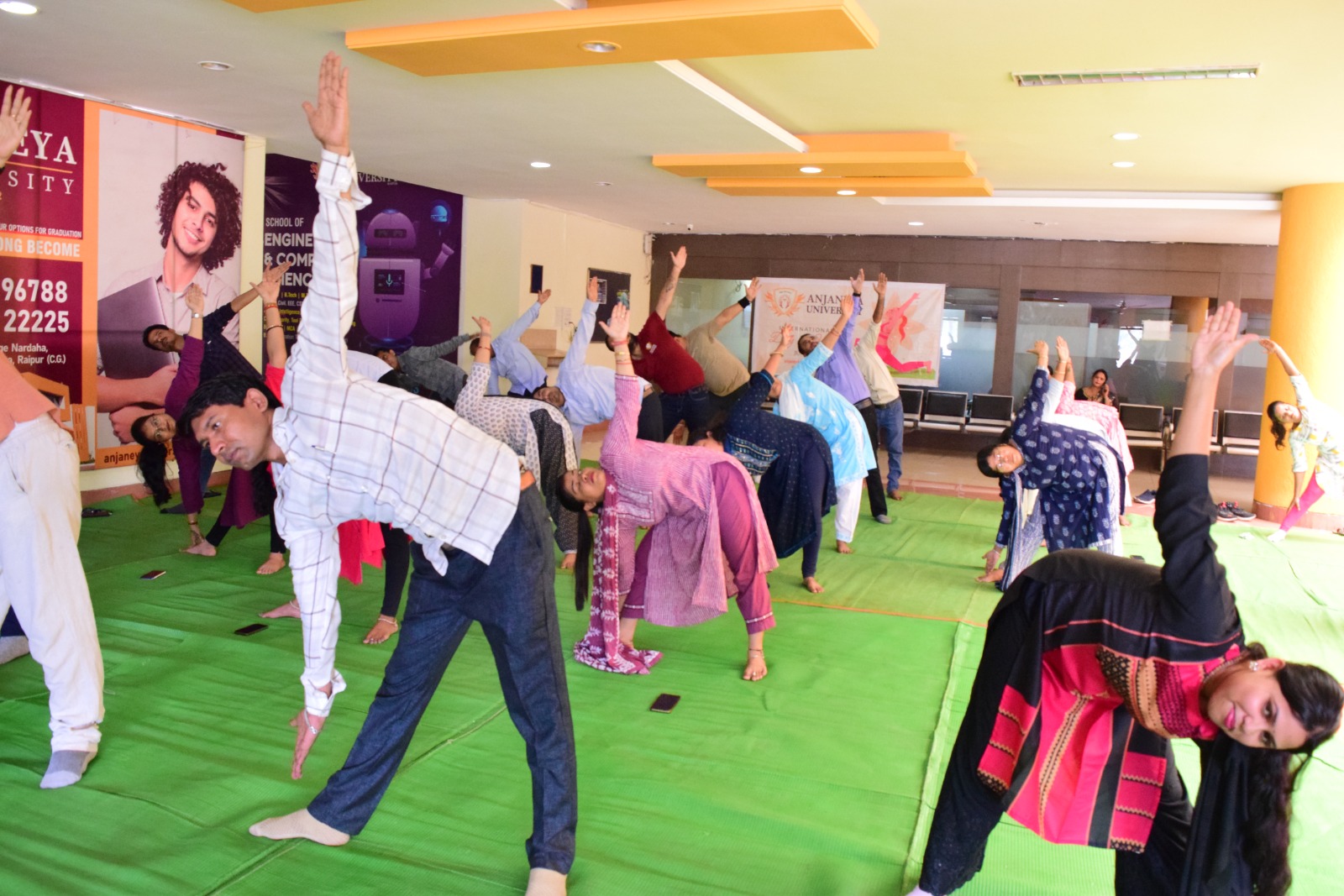 10th International Yoga Day celebrated at Anjaneya University.