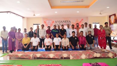 10th International Yoga Day celebrated at Anjaneya University.