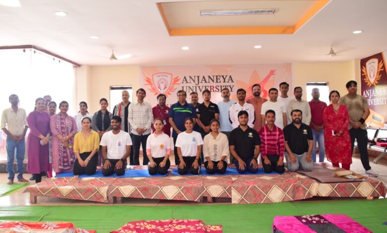 10th International Yoga Day celebrated at Anjaneya University.