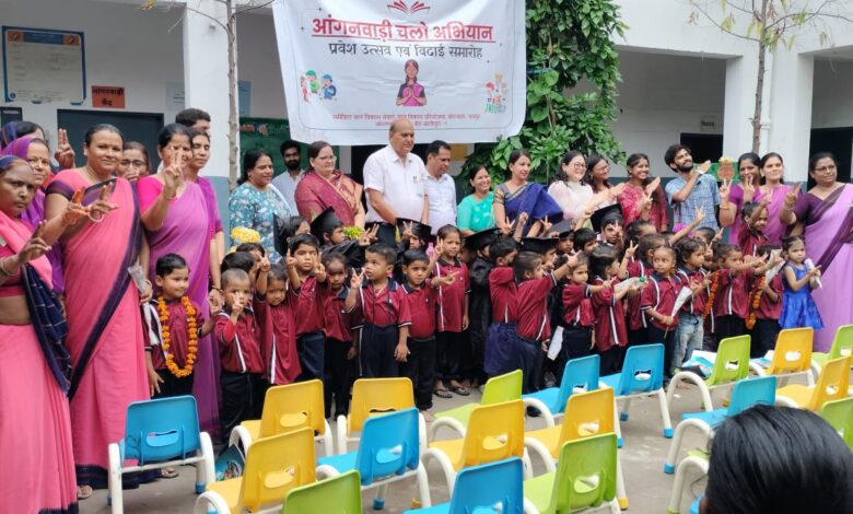 Entry festival and farewell ceremony held at Anganwadi center.