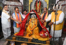 The Chief Minister offered prayers at Chandi temple in Durg and prayed for the happiness and prosperity of the people of the state